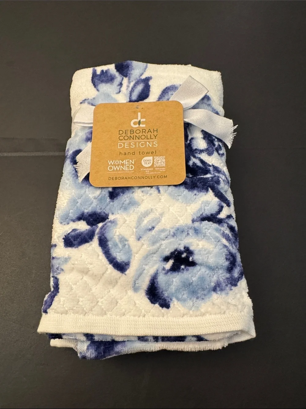 4pc DEBORAH CONNOLLY  Bath Towel Set - Odette - White/Navy